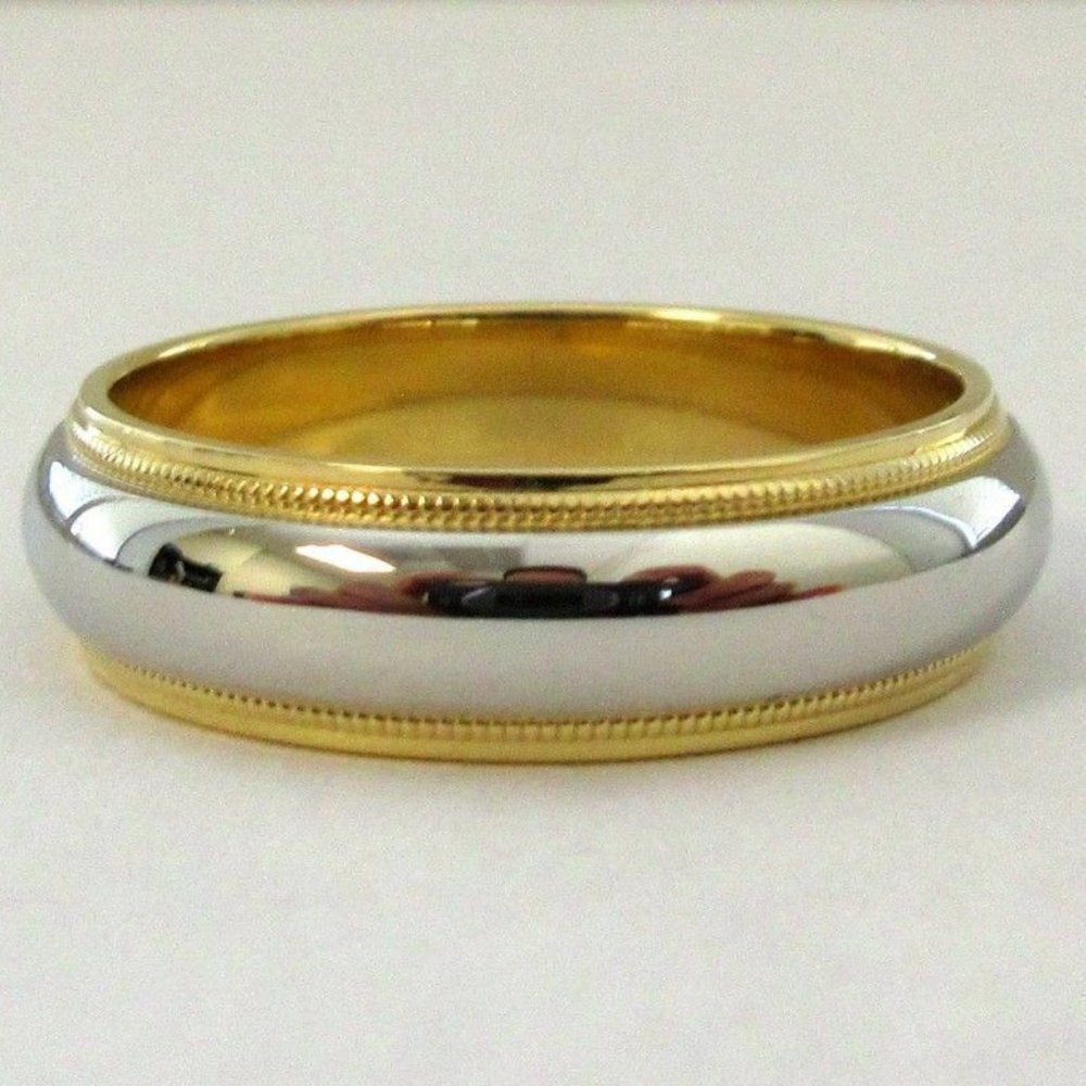 Platinum 18KT Yellow Gold Classic Milgrain 6mm